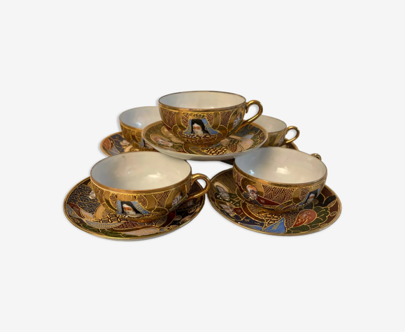 Service tasses à café thé porcelaine Japonaise style Satsuma