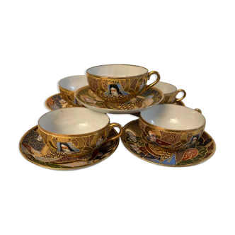 Coffee cup service tea Japanese porcelain Satsuma style