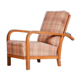 Original Art Deco Reclining Chair made in 1930s Czechia - Walnut