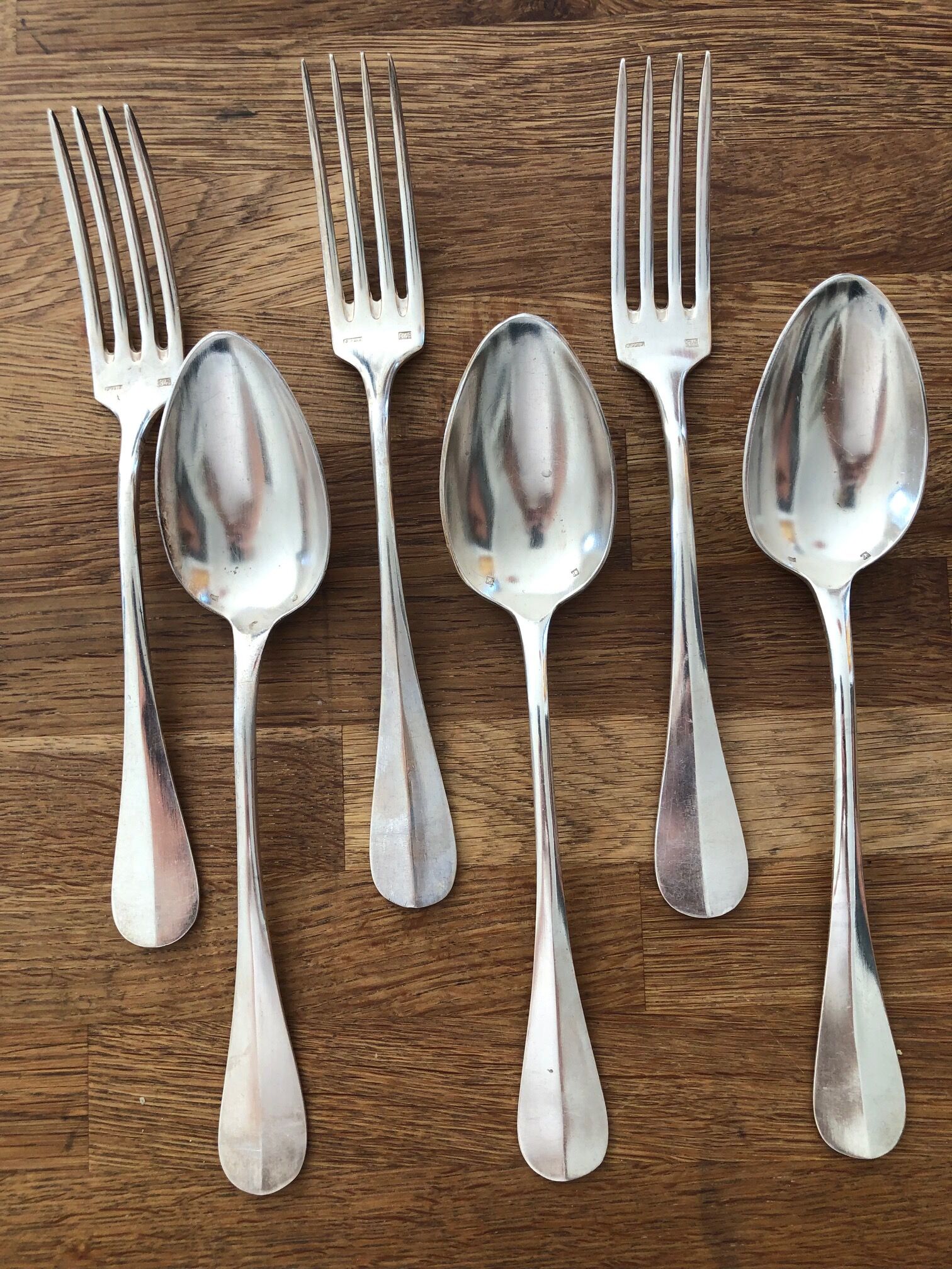 Series of 6 cutlery silver metal North Star
