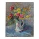 Old painting, oil on cardboard signed E. Astain, "Flowers", 1945