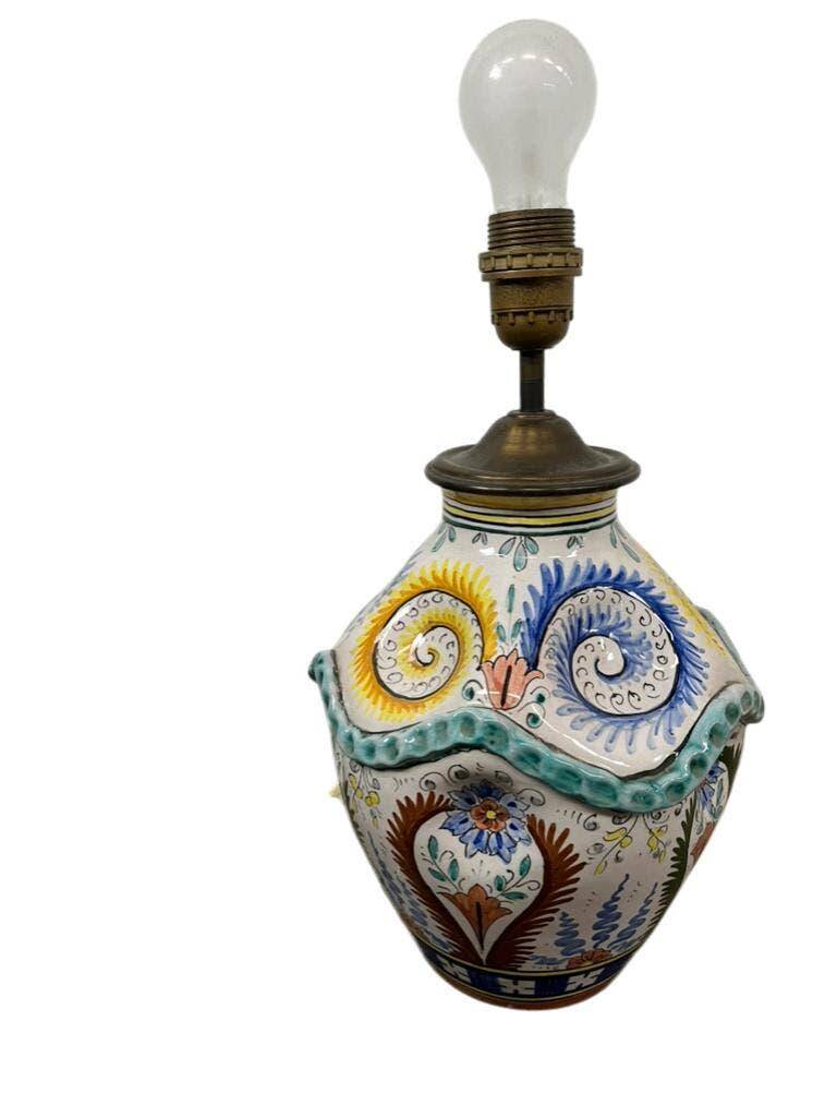 Vintage table lamp in Italian ceramic / Faience lamp