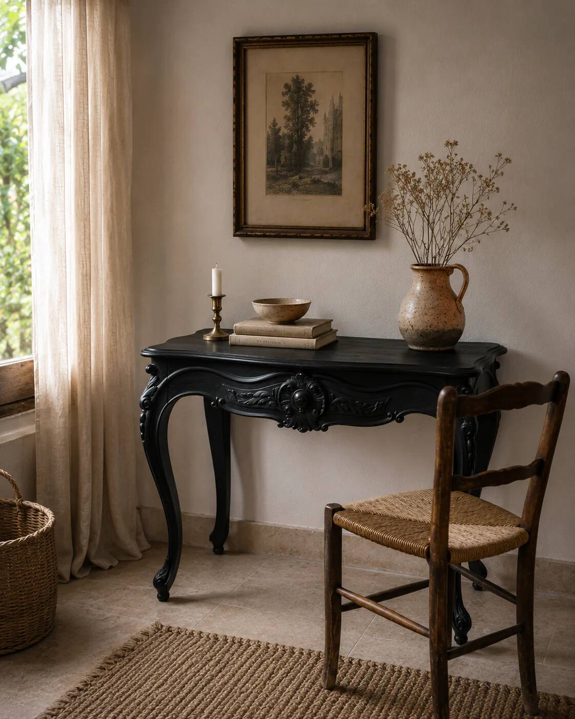 Table à manger  / bureau baroque en hêtre noir