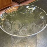 Baccarat crystal lantern with engraved foliage decoration.