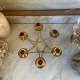 Low six-light brass chandelier circa 1950