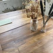 Table de ferme noyer plateau pivotable à allonges
