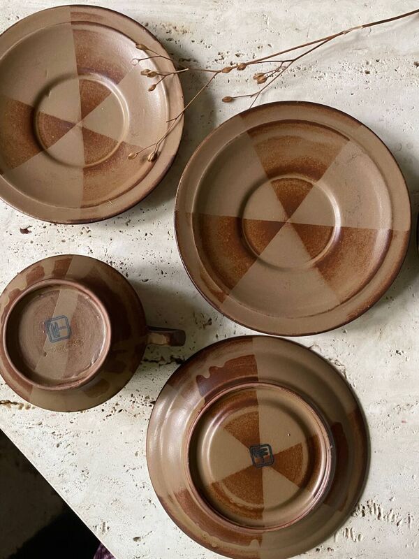 Service à thé ou à café en grès japonisant