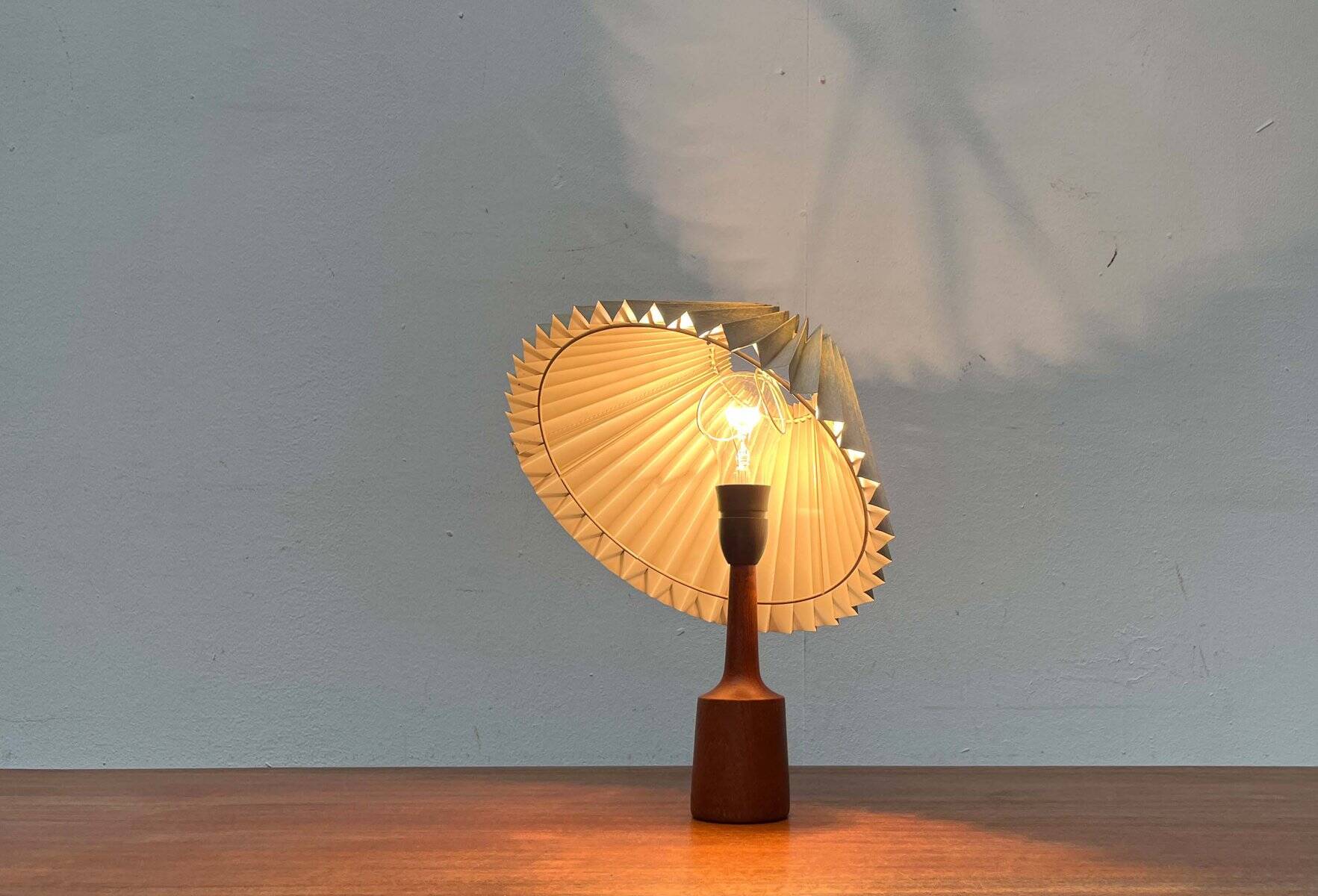 Danish modern teak table lamp from the mid-century, 1960s.
