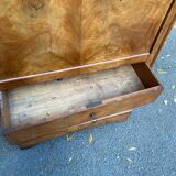 19th century secretary desk in solid walnut and burr grey marble