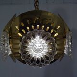 Italian brass and glass ceiling lamp, 1960s