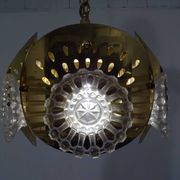 Italian Brass & Glass Ceiling Lamp, 1960s