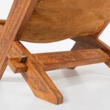 Pair of Folding Chair, Wood and Leather, Brazilian style