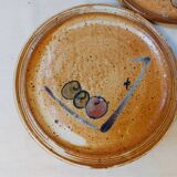 Set of 8 vintage dessert plates in enamelled stoneware signed MALI