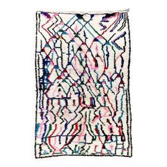 Berber carpet Azilal ecru with colorful patterns 2,33x1,44m