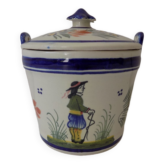 Pot with lid signed Henriot Quimper