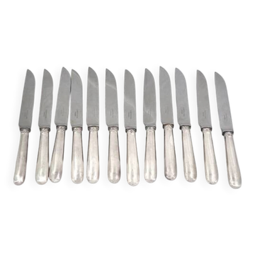 Cardeilhac, Christofle, 12 cheese knives, dessert, Minerva silver, Uniplat.