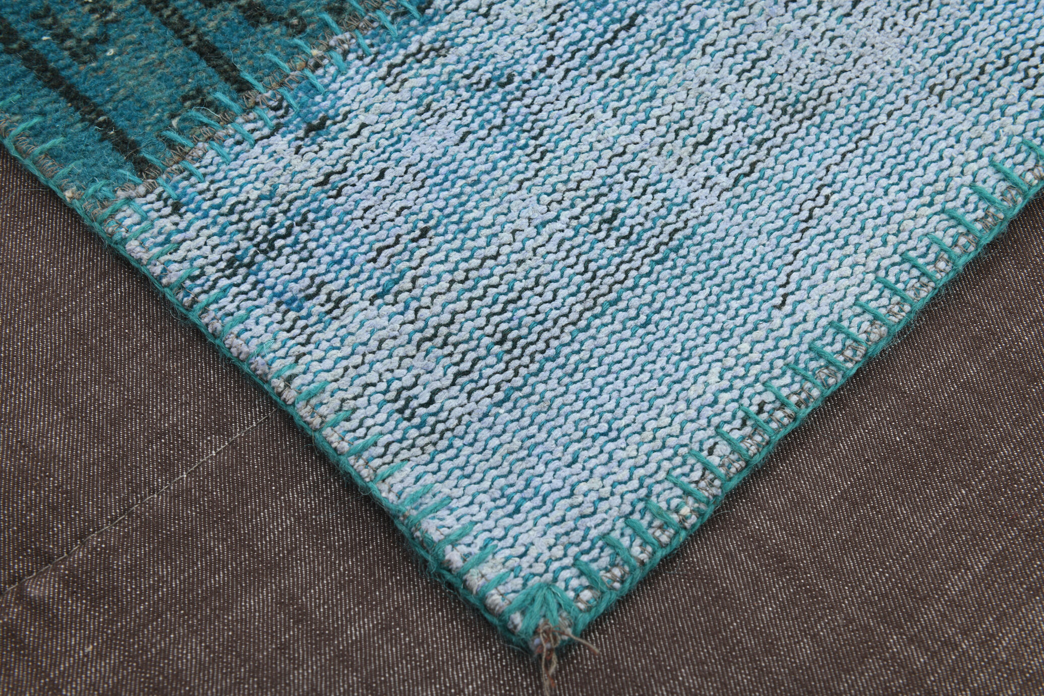 Oversized blue and green wool turkish carpets