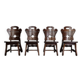 4 chaises de salle à manger brutalistes en chêne / années 60
