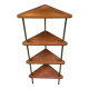 Mid-Century 4-Tier Corner Shelf in Solid Teak/Mahogany Brass 1960