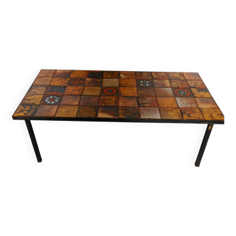 Coffee table in metal and ceramic tiles from the 1950s