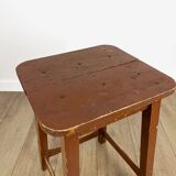 Ancien tabouret massif en bois chocolat