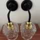 Paire d’appliques murales vintage en verre ciselé