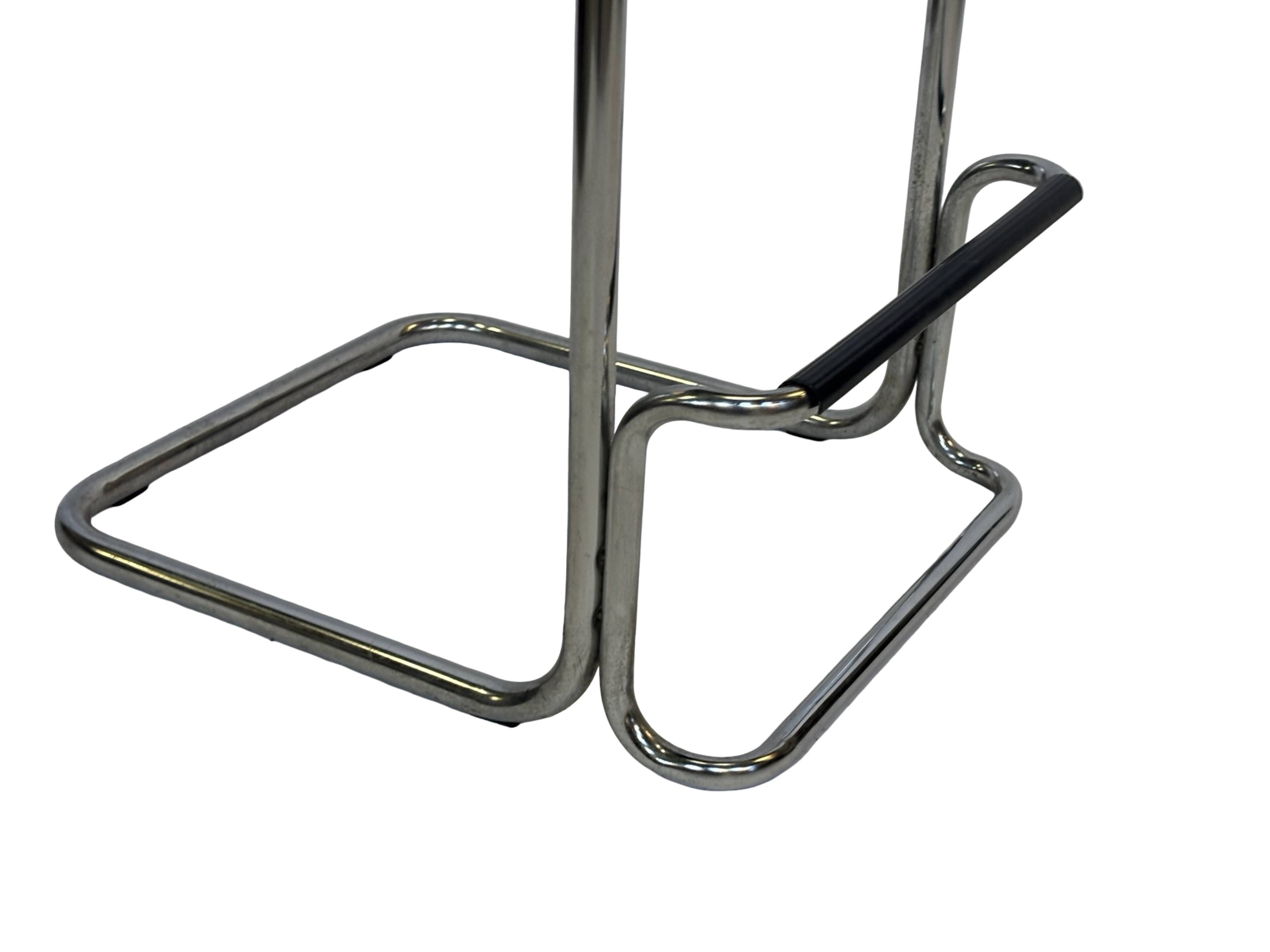 Tabouret de bar vintage en cuir noir et chrome, Italie
