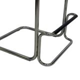 Tabouret de bar vintage en cuir noir et chrome, Italie