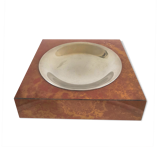Cendrier placage bois et métal design années 70