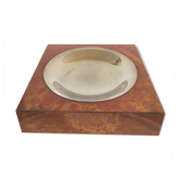 Ashtray veneer wood and metal design 70s