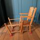 Doll high chair in wood – 1970s, foldable and on wheels