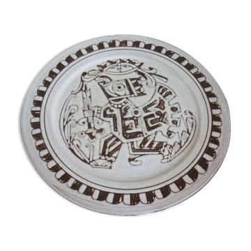 Assiette céramique d'art émaillée, signé La Tournerie, années 60/70