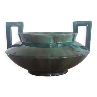 Green glazed earthenware vase