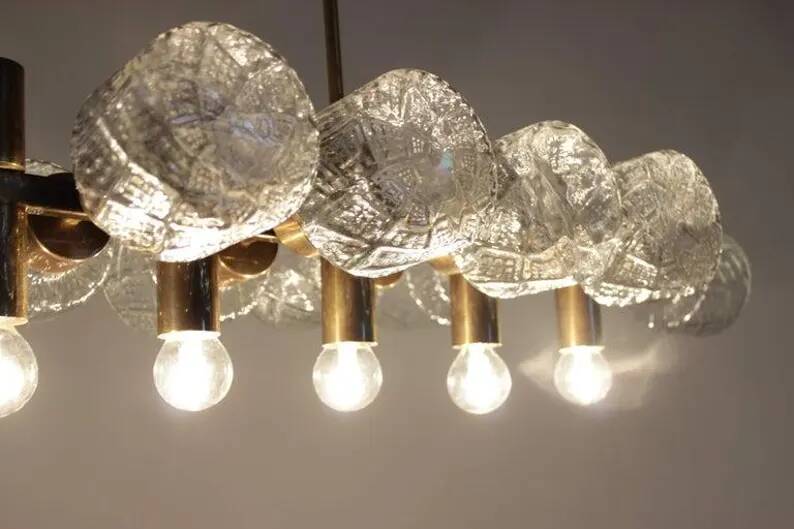 Unique Design Glass Chandelier, Czechoslovakia, 1970s