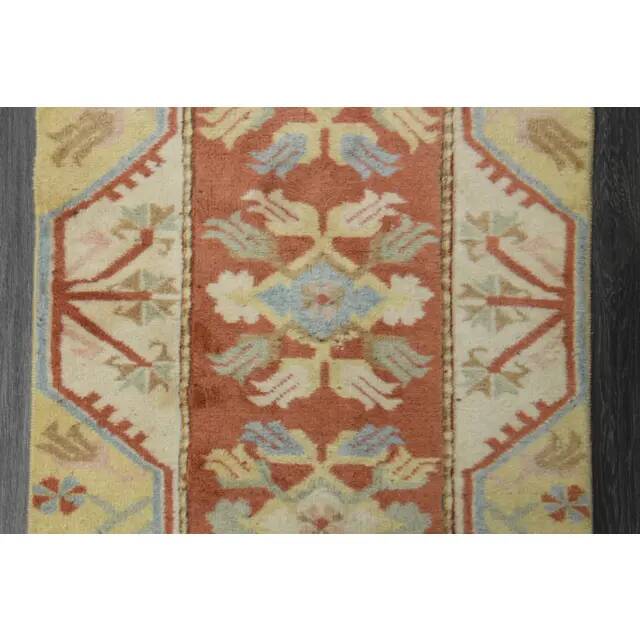 1970s Vintage Turkish Handmade Wool & Cotton Orange Runner Rug 69X196