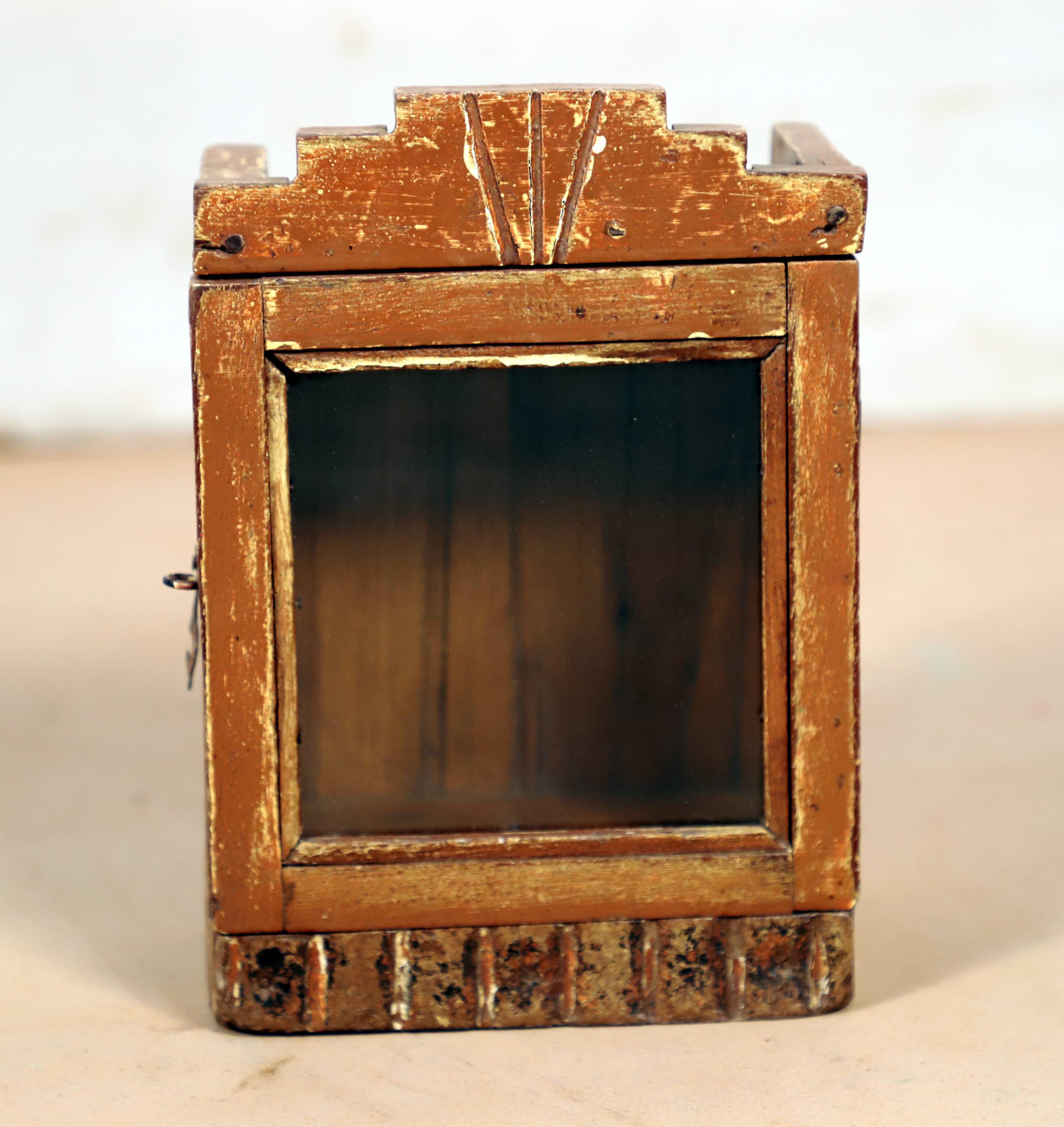 Wall display case - old Burmese teak clock box