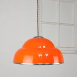 Space-age italian orange plexiglass pendant lamp