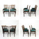 Lot de 4 chaises vintage bois brun, assise verte, style années 50