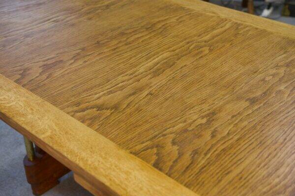 Large solid oak art deco table by Henri Bonjour 1930s