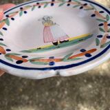 Mini earthenware plate Quimper signed PB
