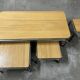 Set of 4 nesting coffee tables from the 70s, metal and solid oak.