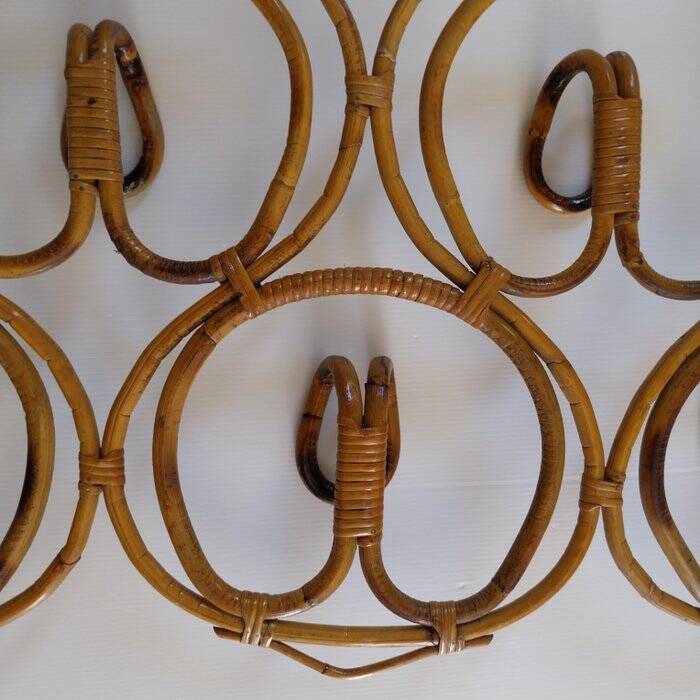 Vintage rattan coat rack by Franco Albini