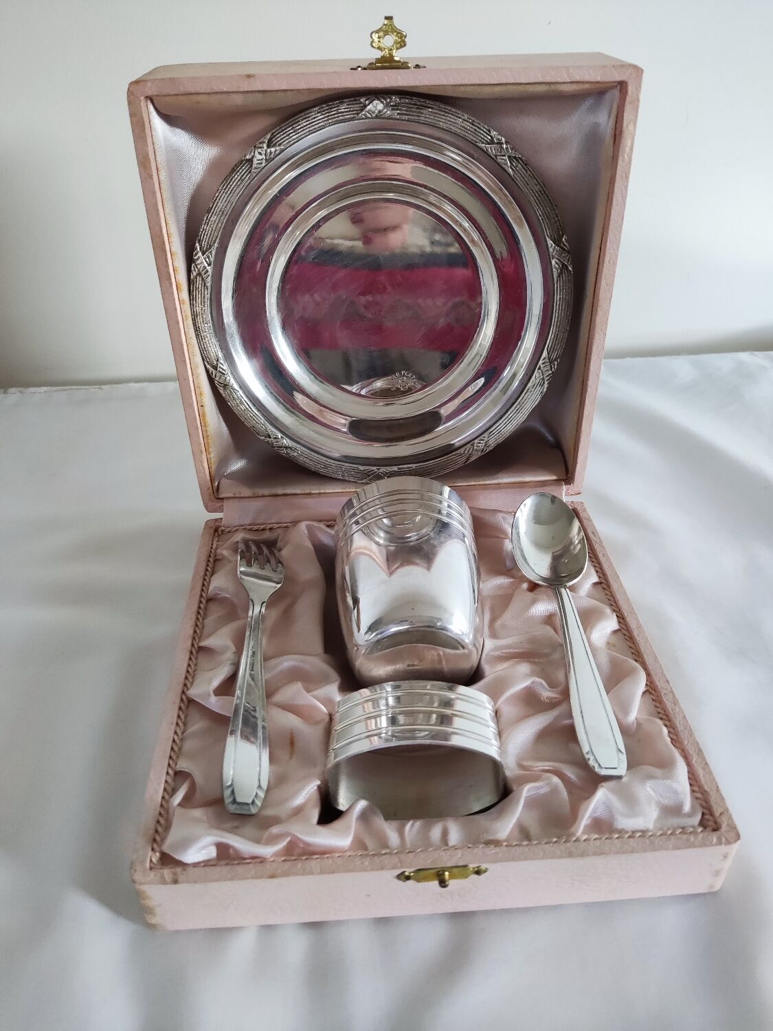 Set of timpani baptism silver metal vintage