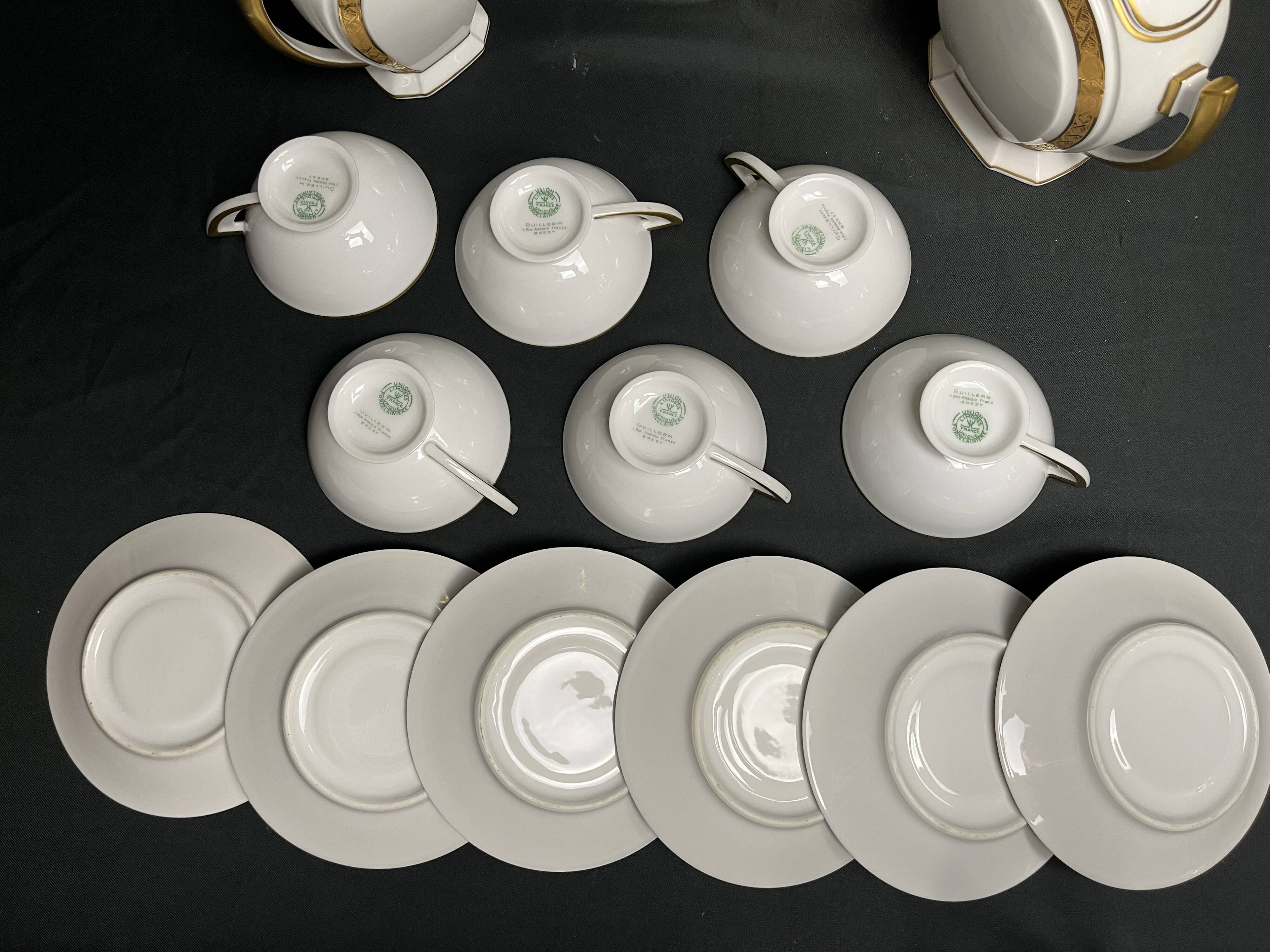 Art Deco, 9-piece Limoges porcelain coffee service circa 1930