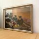 Oil on canvas under glass, "The Players" 1950