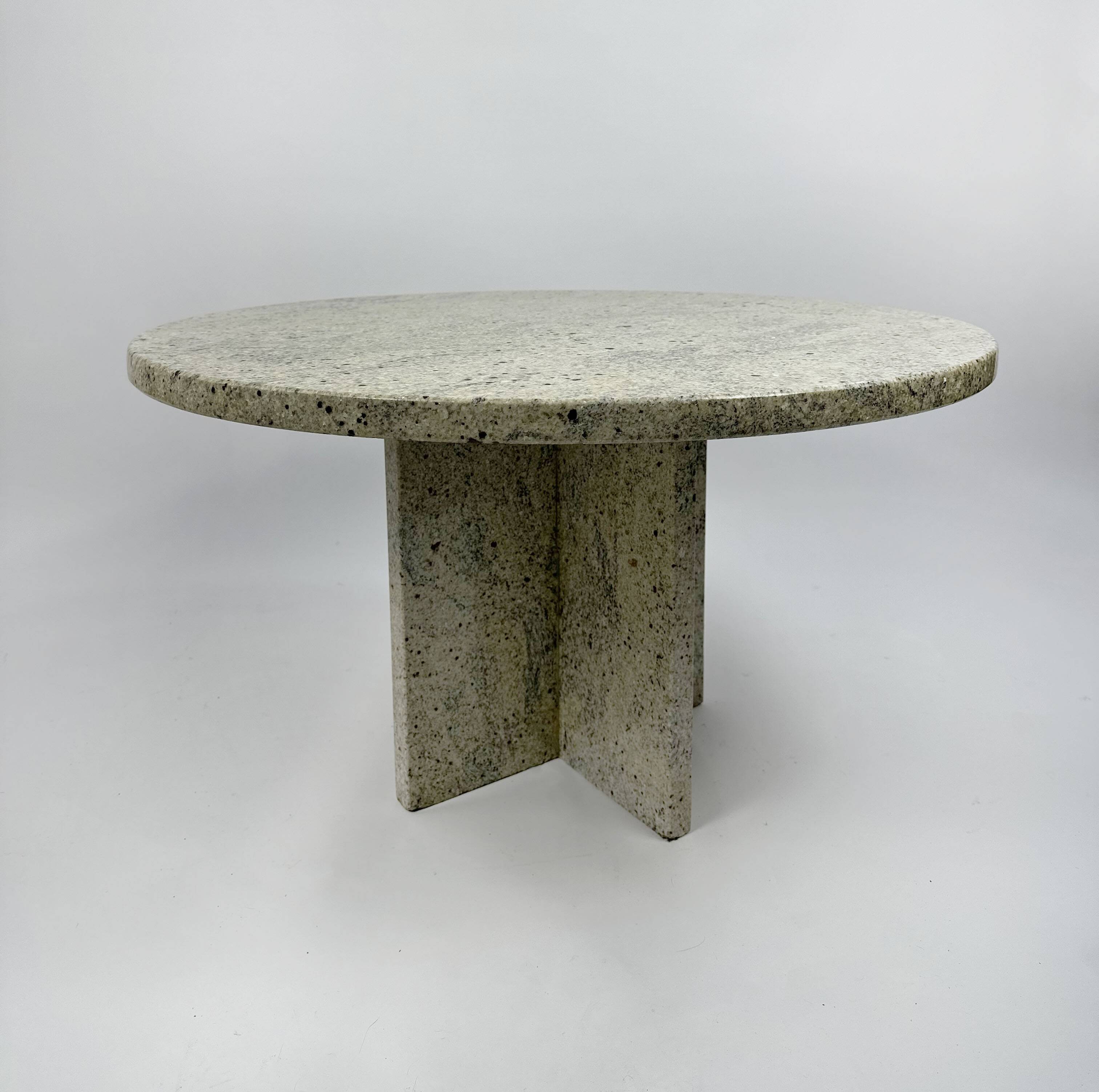 Vintage 1970s Round White Granite Coffee Table