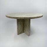 Vintage 1970s Round White Granite Coffee Table