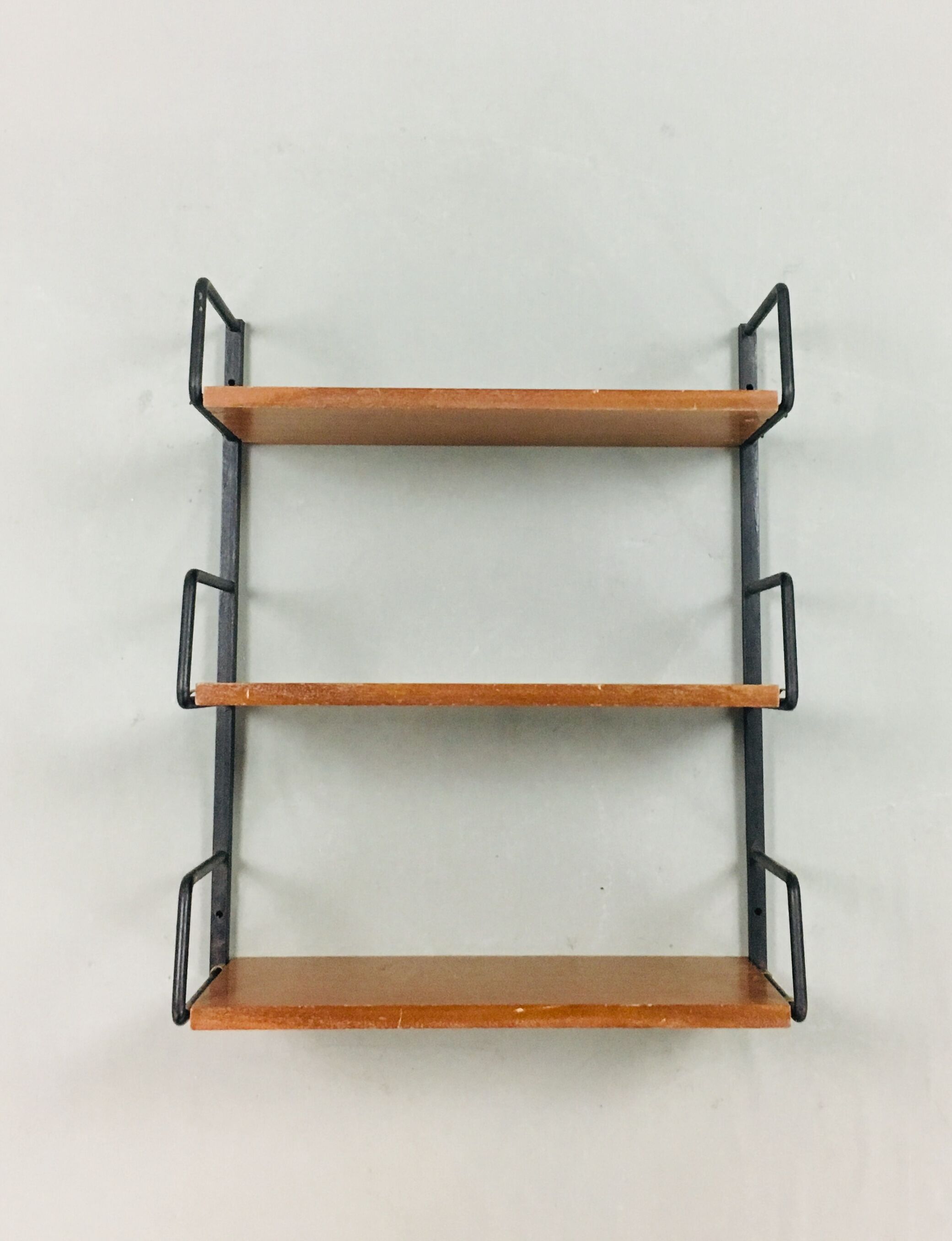 Wall shelf, steel and teak