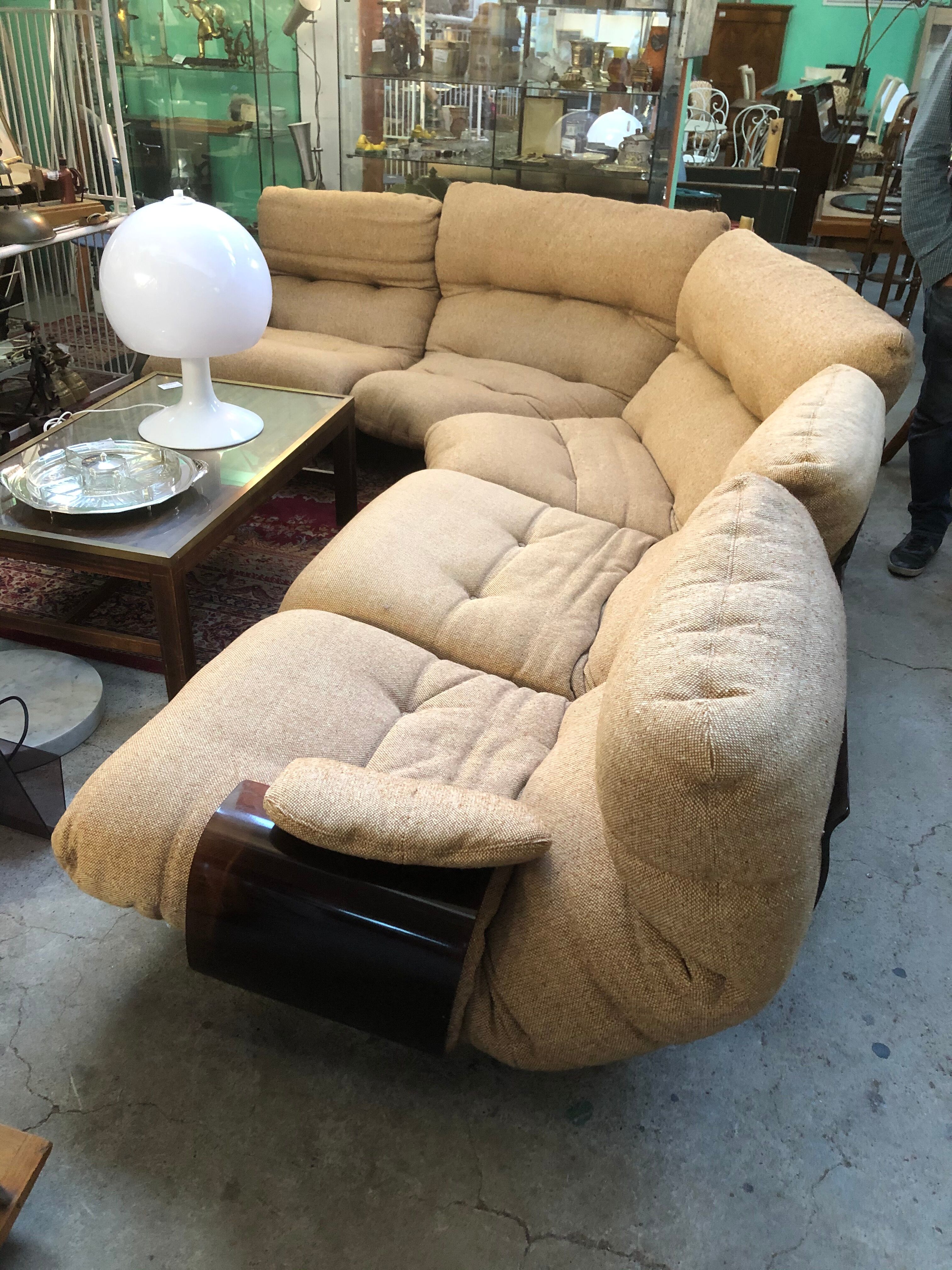 Corner salon marsala by Michel Ducaroy for Ligne Roset 1970