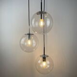 Set of 3 glass bubble globes 4101 by Glashütte Limburg 1970